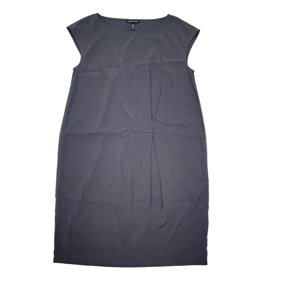 Eileen Fisher Dress Size XS‎ Gray Sleeveless Shift Tencel Short Boat Neck Light